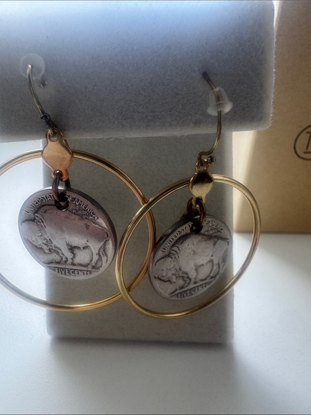 Buffalo Mixed Metal Pendant Necklace and Hoop Earrings Set - Picture 3 of 3